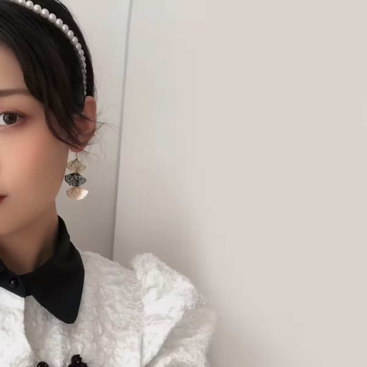 黑金鏤空杏葉×吊墜耳勾-第6張