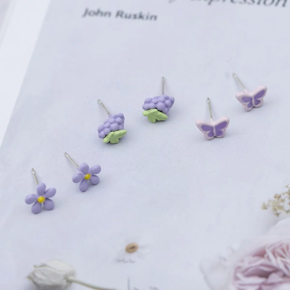 紫花葡萄蝴蝶飛×三套件耳環組-第3張