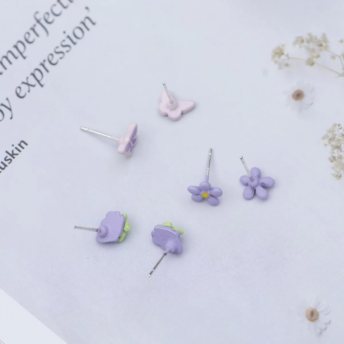 紫花葡萄蝴蝶飛×三套件耳環組-第4張