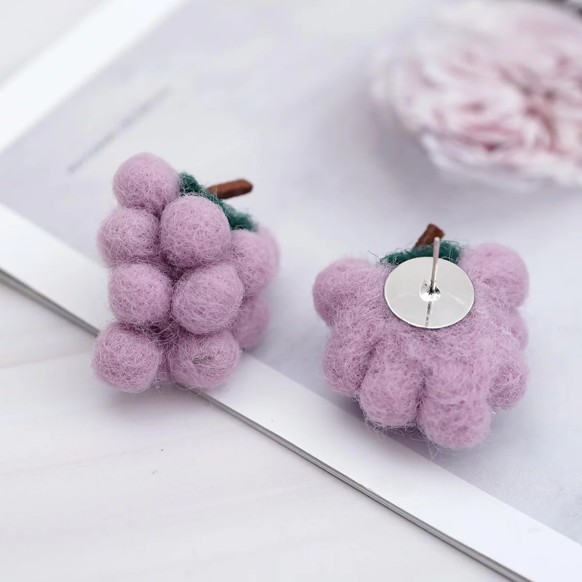 紫葡萄小毛球×耳環-第4張