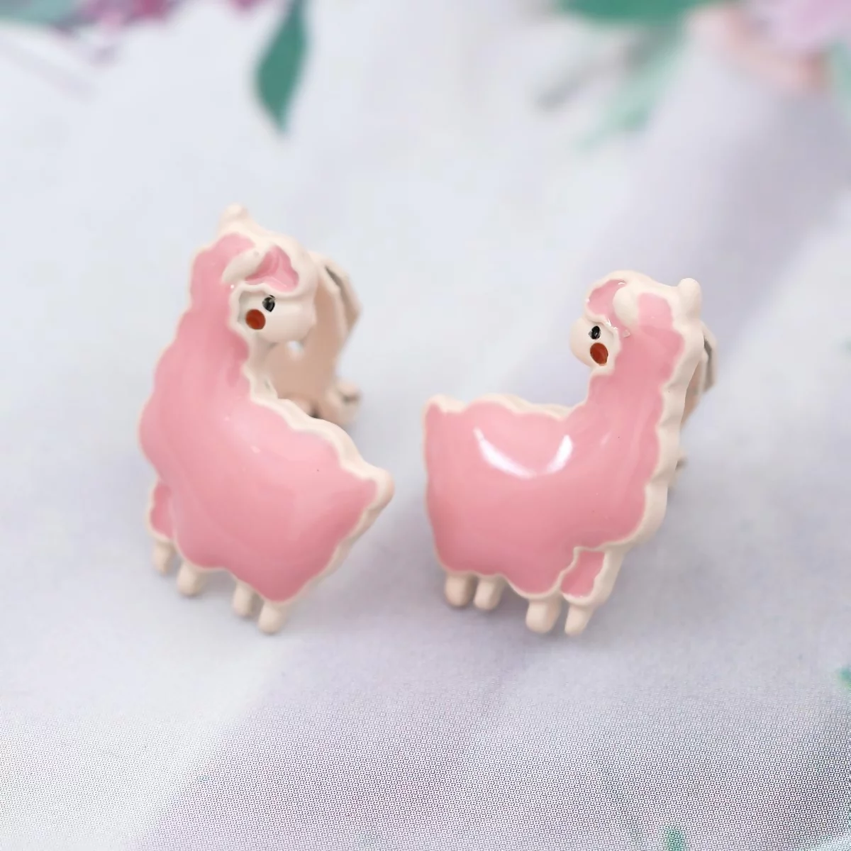 粉紅小羊駝×三角耳夾-第2張