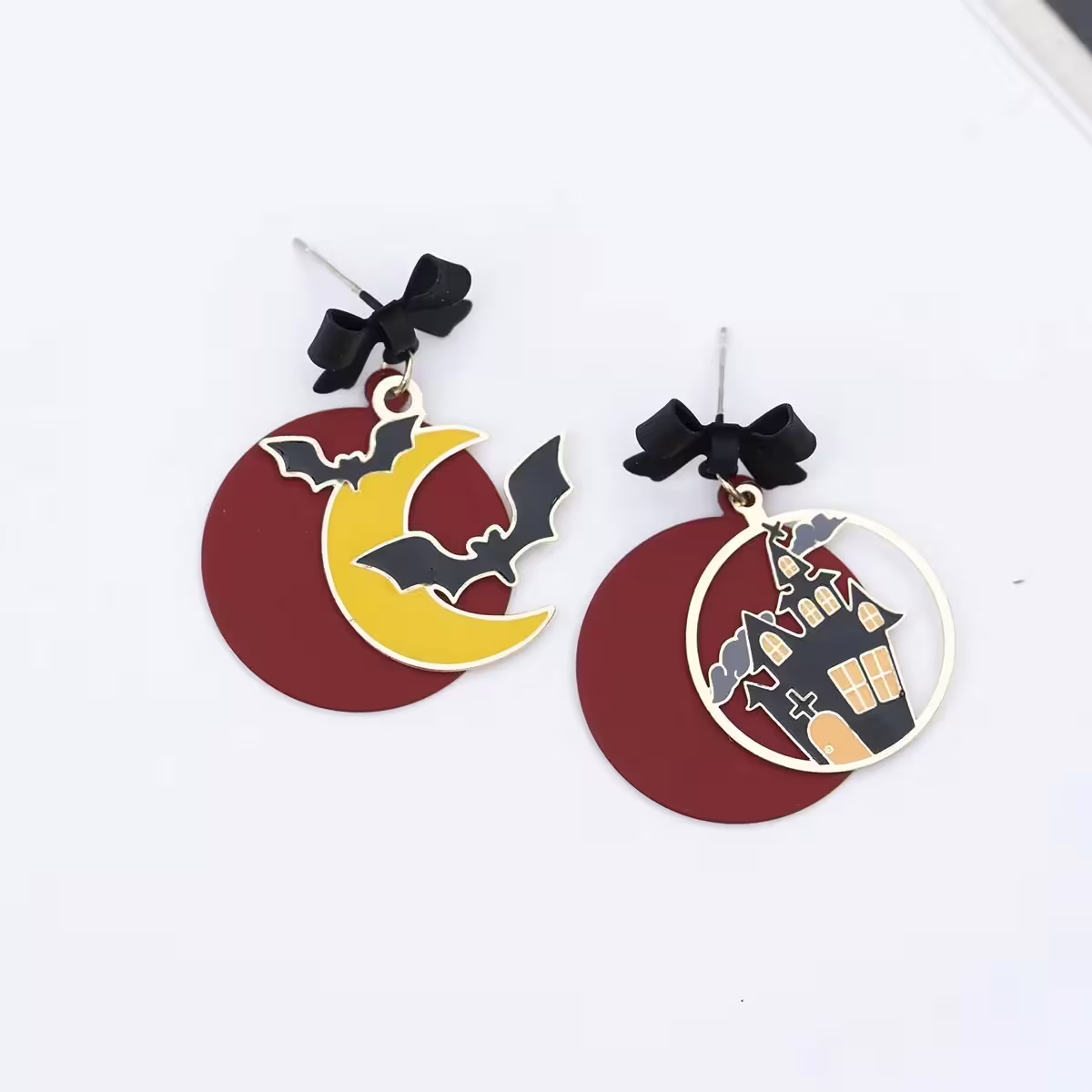黑領結紅月蝙蝠鬼屋×不對稱吊墜耳環-第2張
