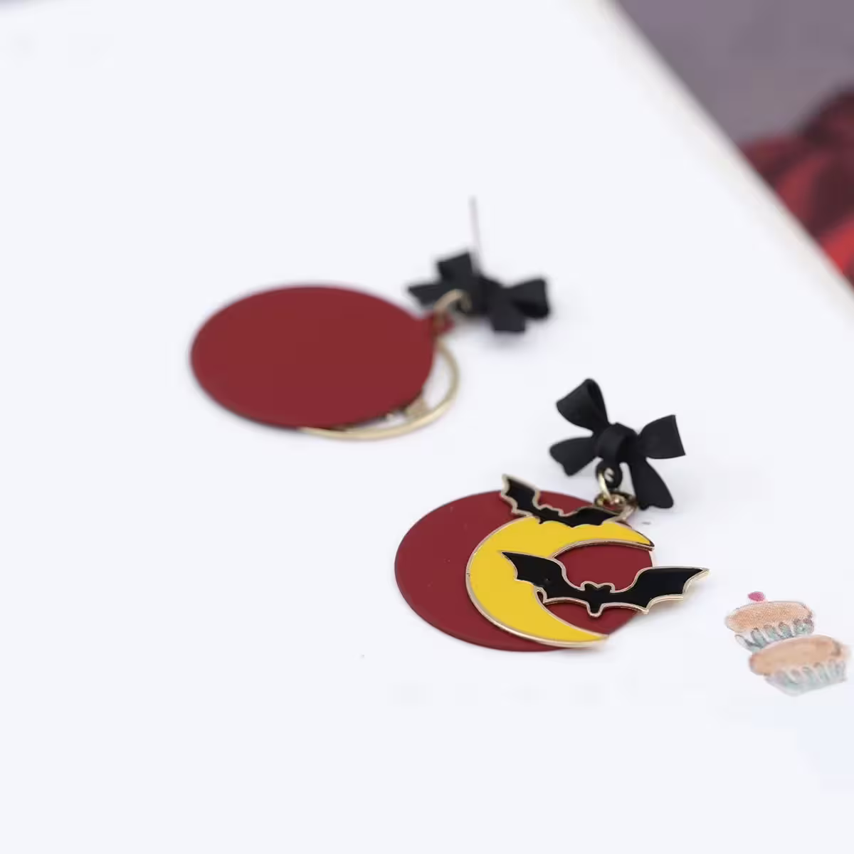 黑領結紅月蝙蝠鬼屋×不對稱吊墜耳環-第3張