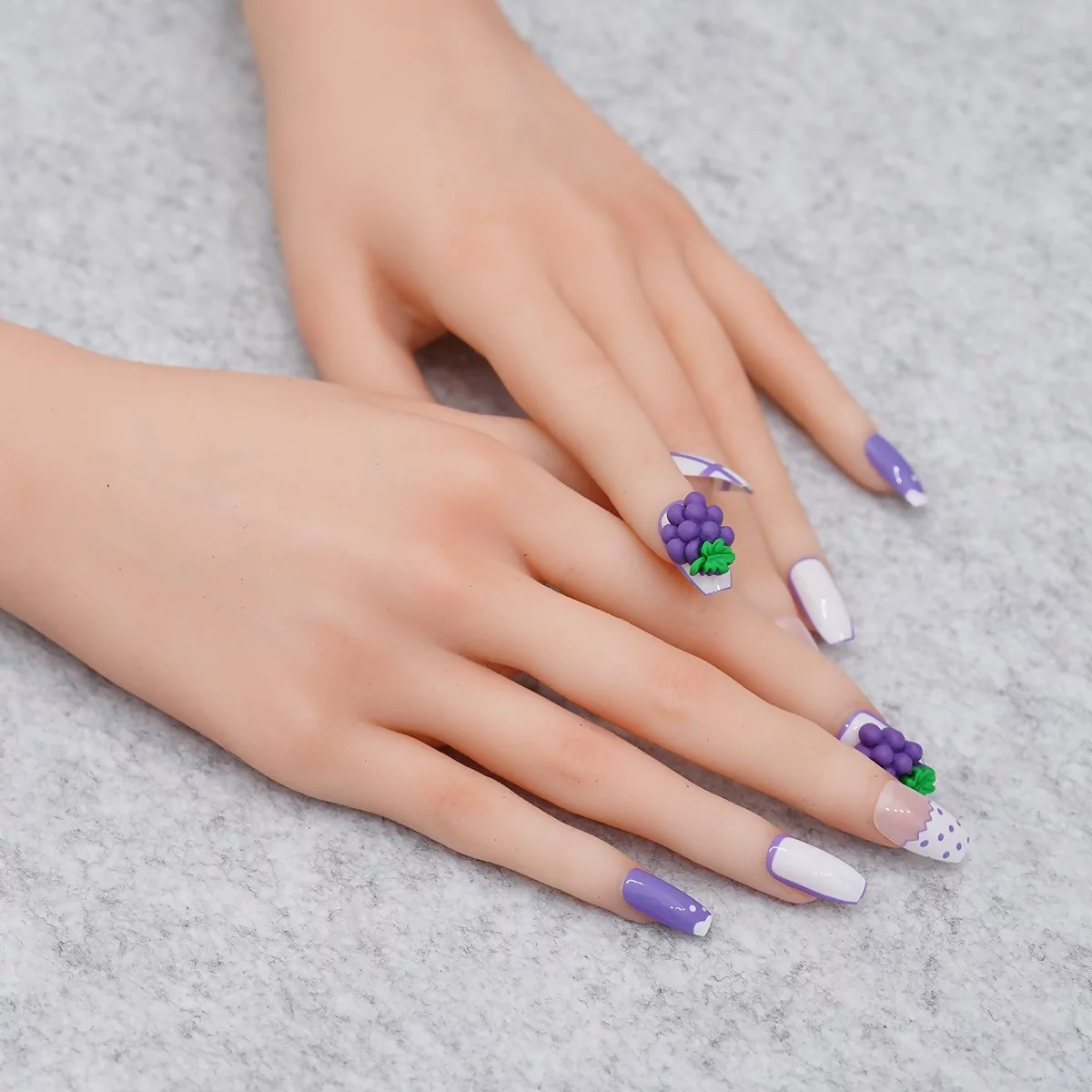 紫葡萄網格點點亮面×穿戴式手指甲片×二十四入 -第5張