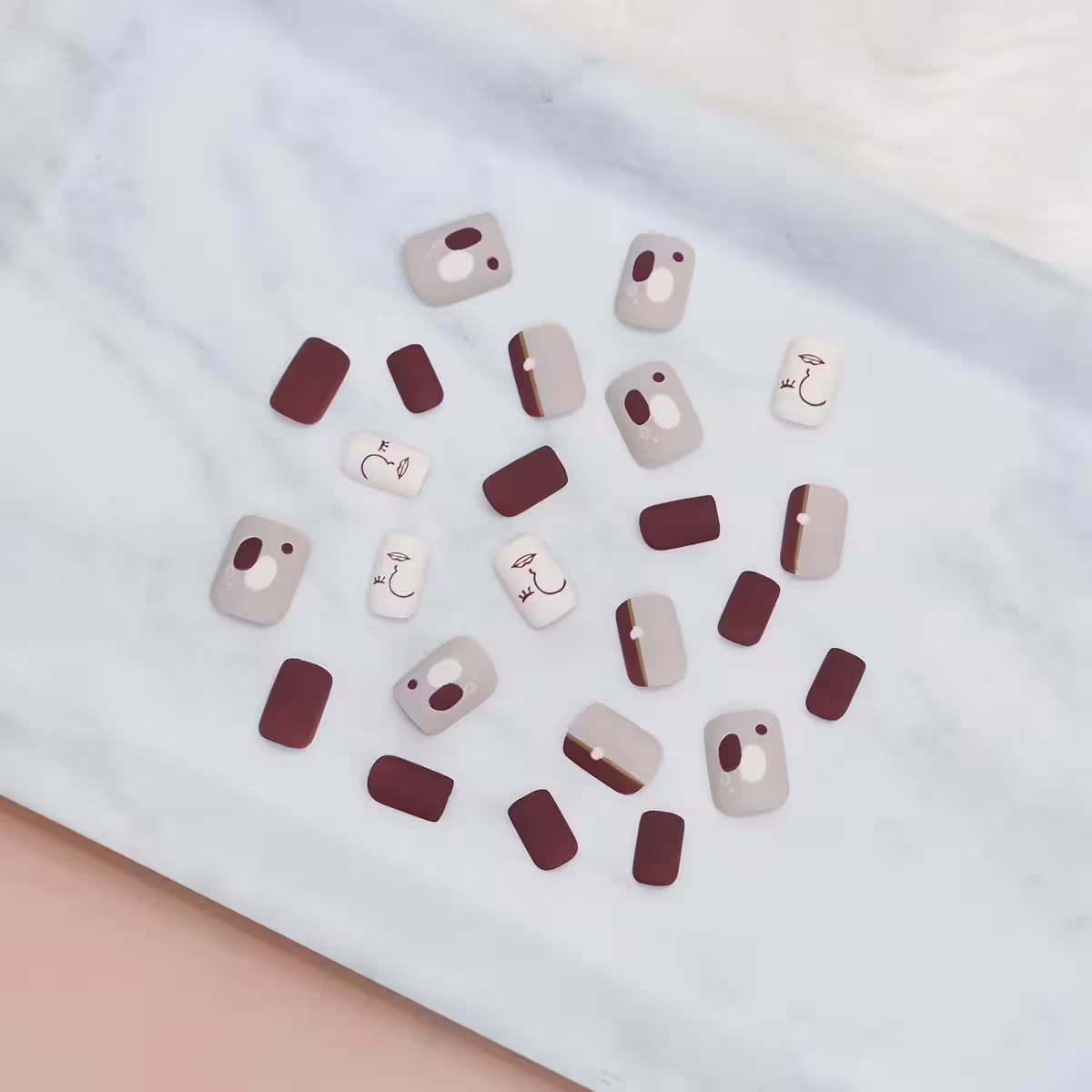 簡約抽象人臉霧面×穿戴式手指甲片×二十四入-第2張