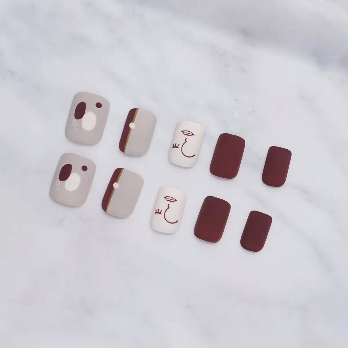 簡約抽象人臉霧面×穿戴式手指甲片×二十四入-第3張