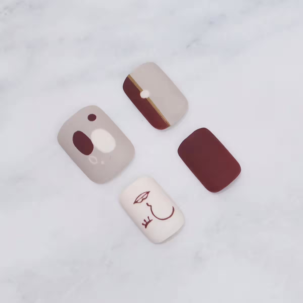 簡約抽象人臉霧面×穿戴式手指甲片×二十四入-第4張