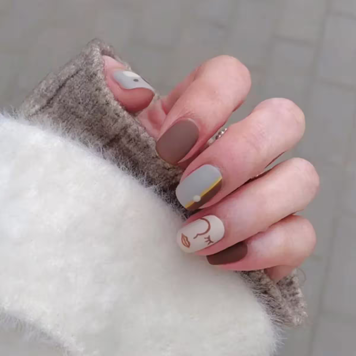 簡約抽象人臉霧面×穿戴式手指甲片×二十四入-第6張