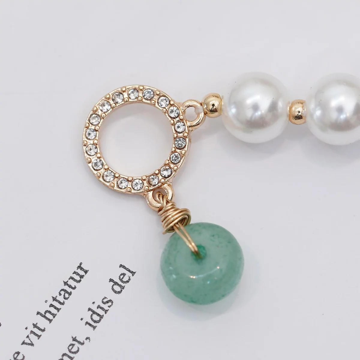 綠玉晶鑽珍珠×抽拉穿孔手鍊-第4張