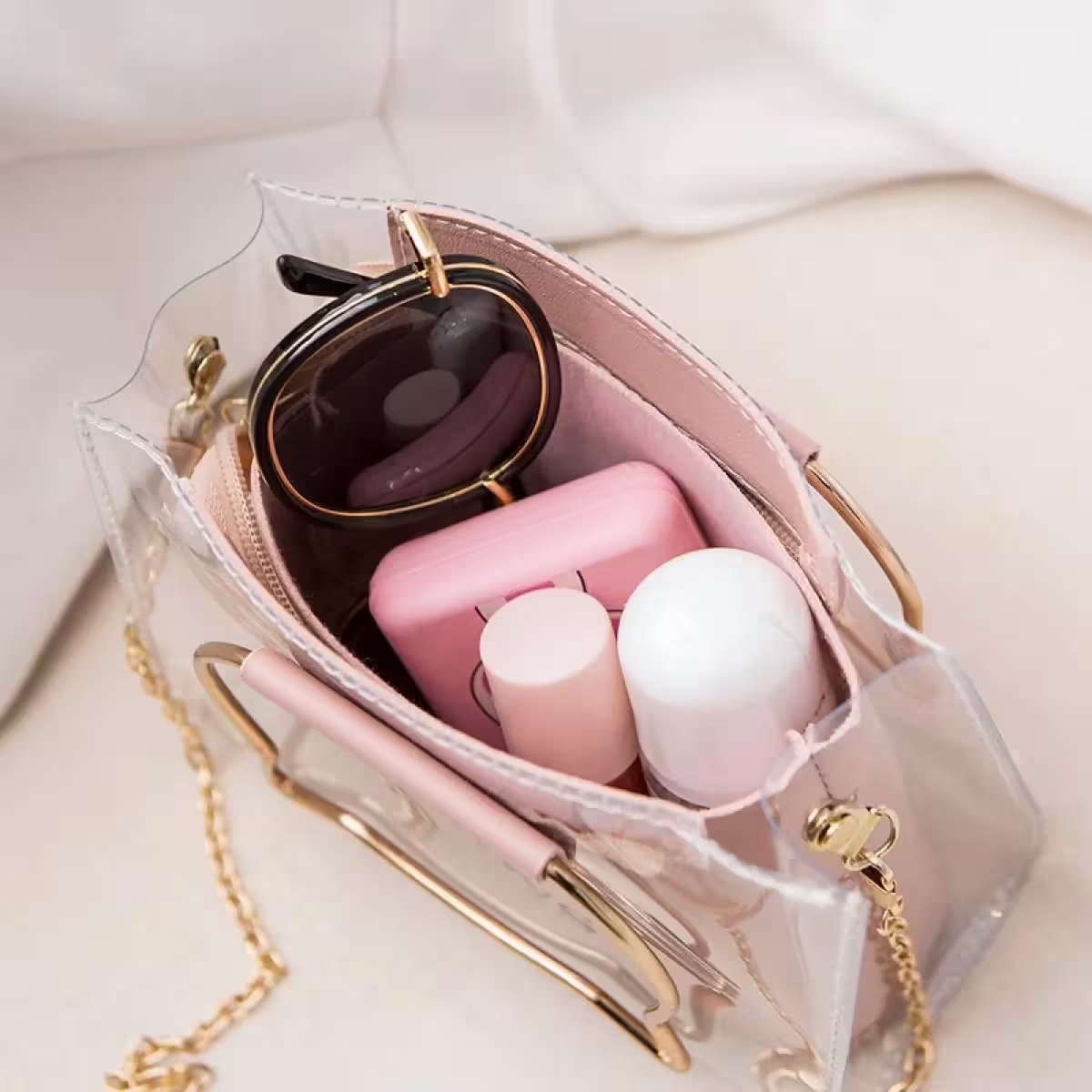 貓咪金屬提把×雙層透明皮革×斜背包×酒紅-第4張