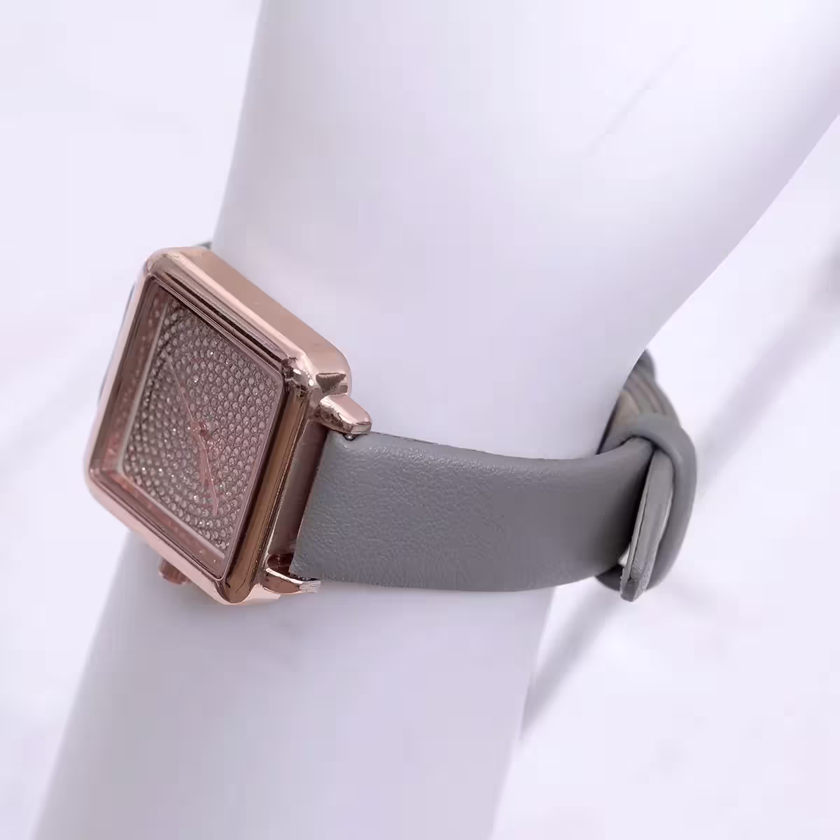 滿天星鑽方錶×皮帶手錶×深灰-第2張