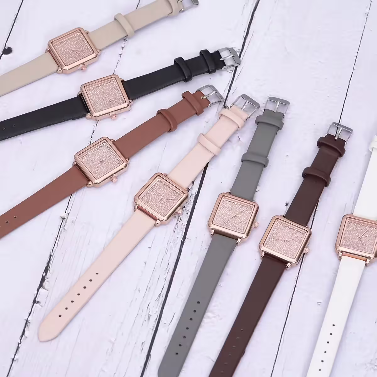 滿天星鑽方錶×皮帶手錶×深灰-第4張