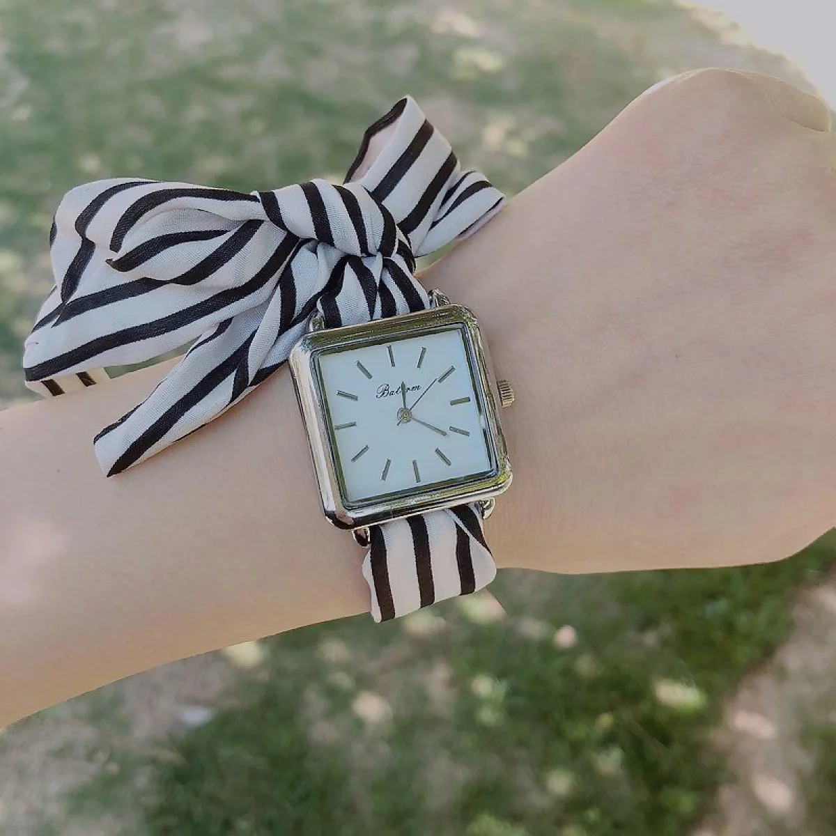 黑白條紋方錶×綁帶造型手錶×銀框-第6張