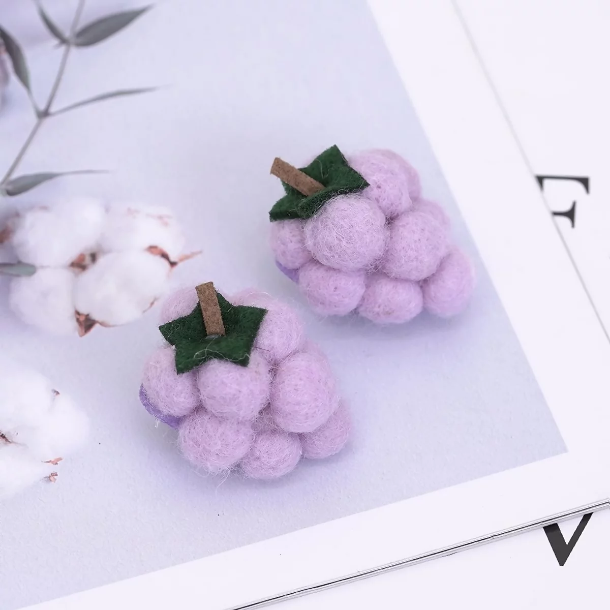 紫葡萄小毛球×螺旋耳夾-第2張