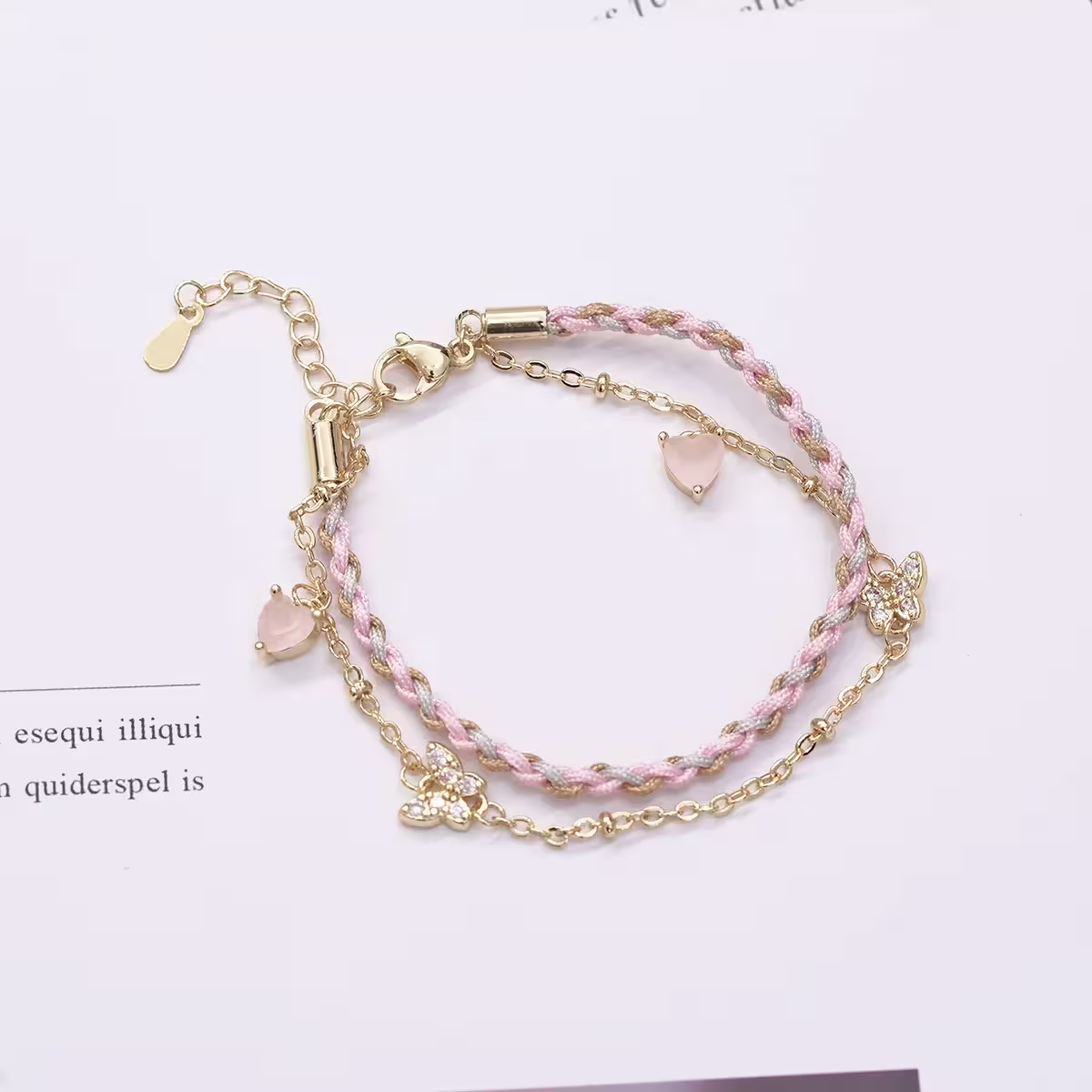 粉心蝴蝶編繩×雙層手鍊-第1張