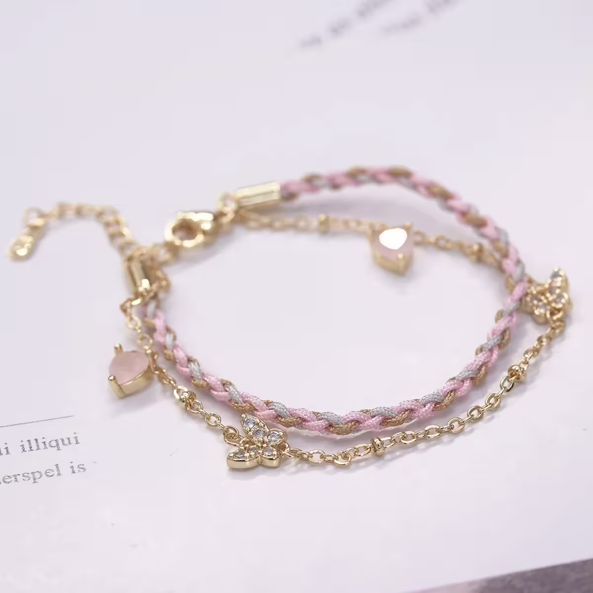 粉心蝴蝶編繩×雙層手鍊-第3張