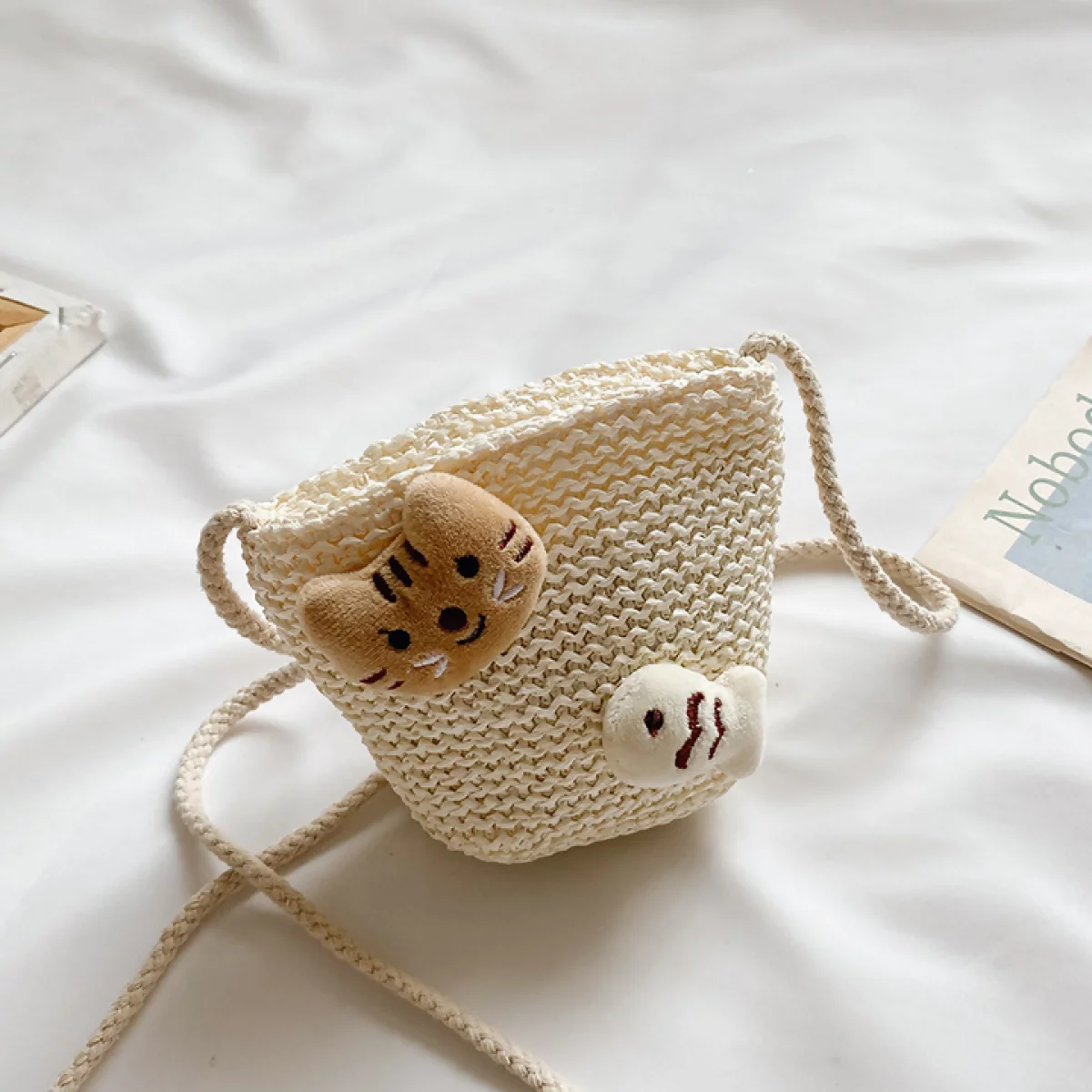 寶貝編織袋×棉繩斜背包×小貓魚兒-第1張
