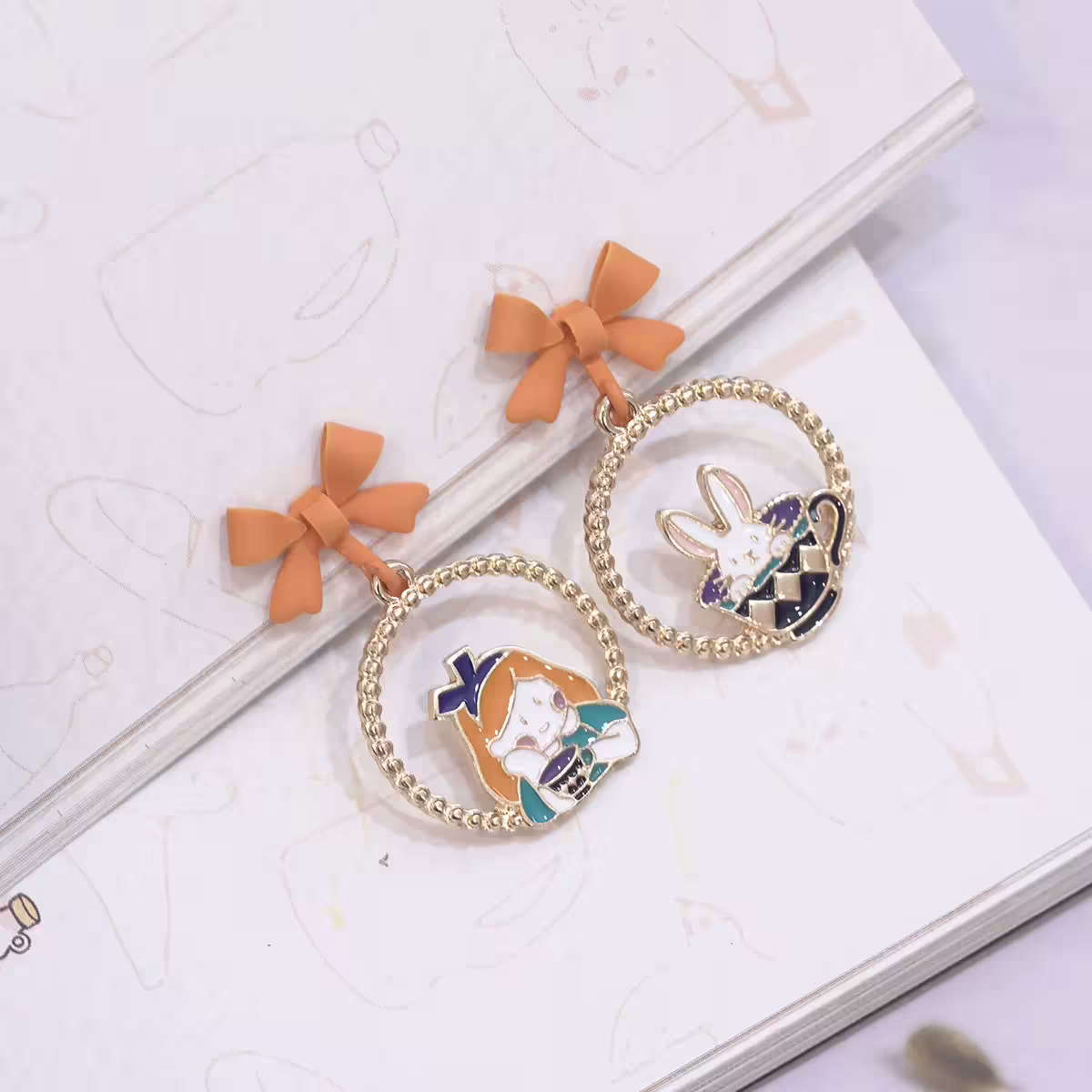 愛麗絲與兔子的下午茶×不對稱三角耳夾-第1張