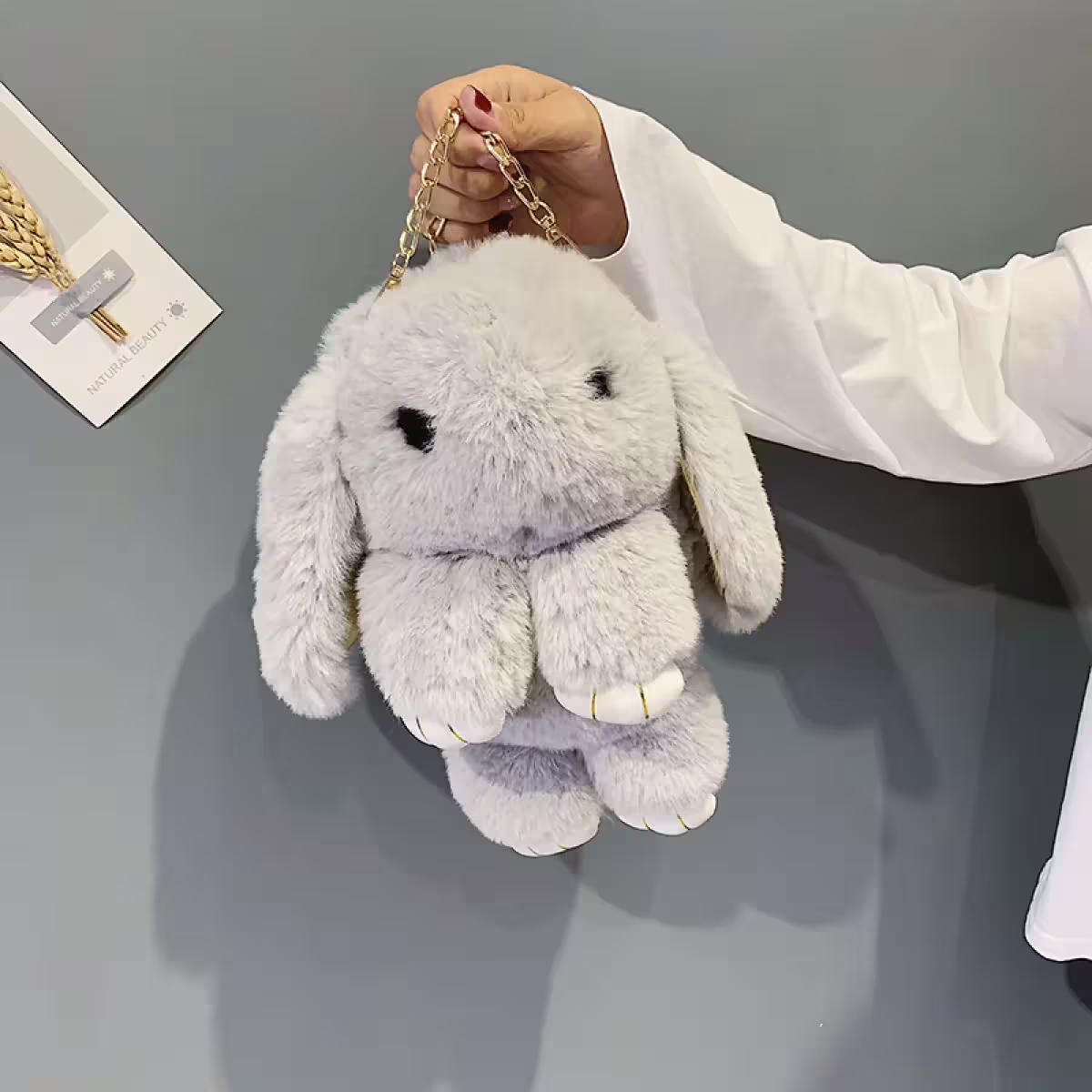軟萌裝死兔×鍊條兩用後背包×灰色-第4張