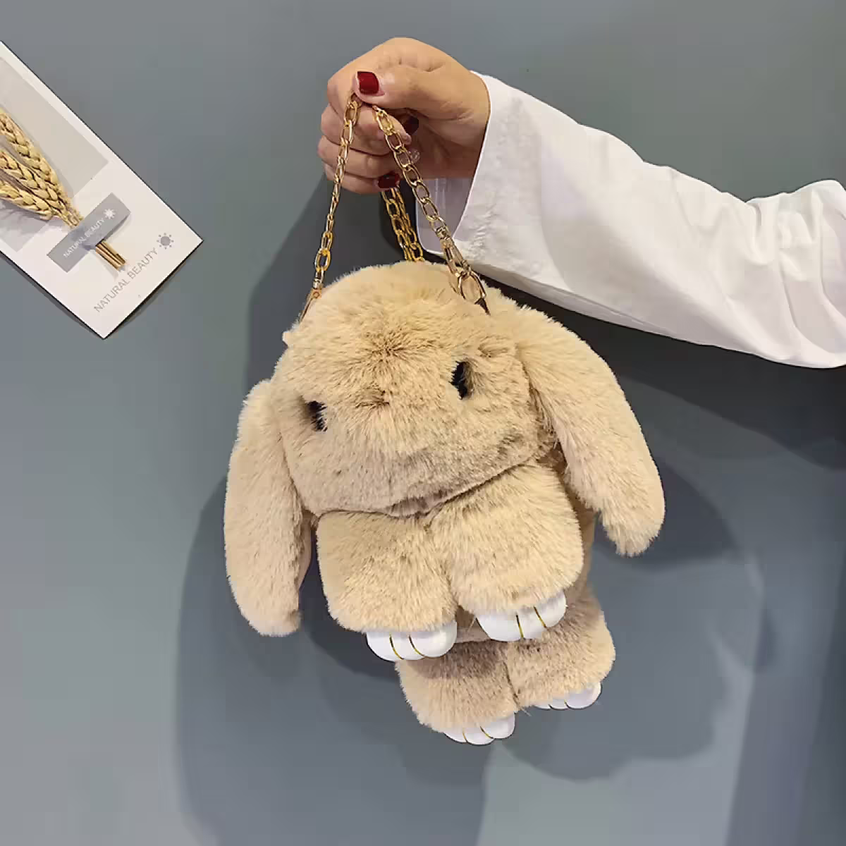 軟萌裝死兔×鍊條兩用後背包×卡其-第3張