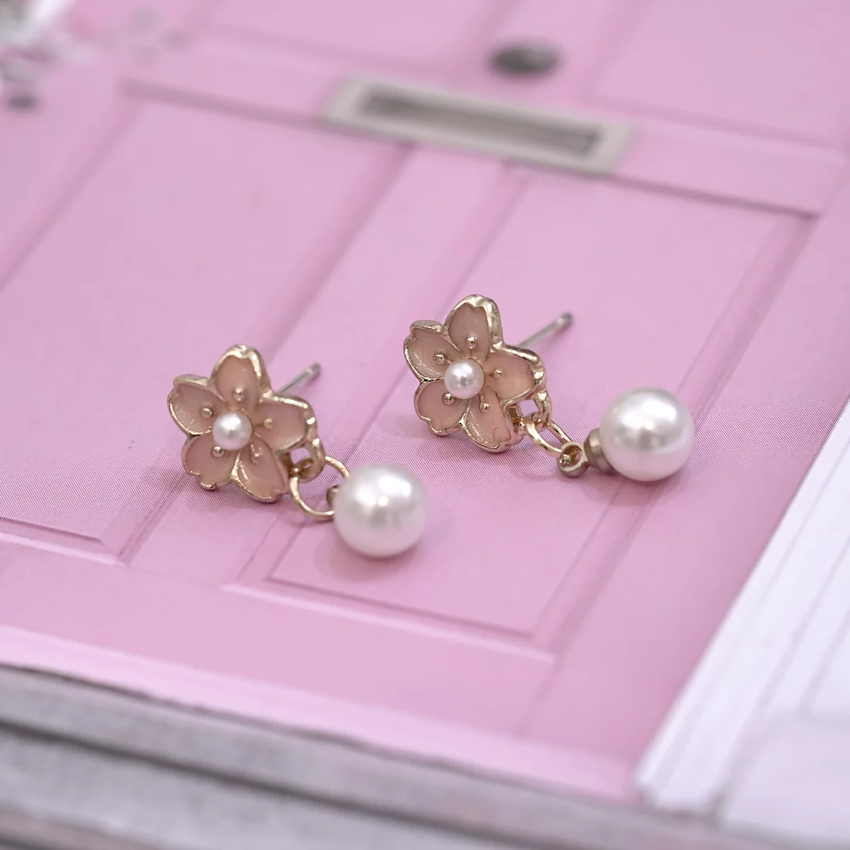 甜嫩粉櫻珍珠×三套件耳環組-第4張