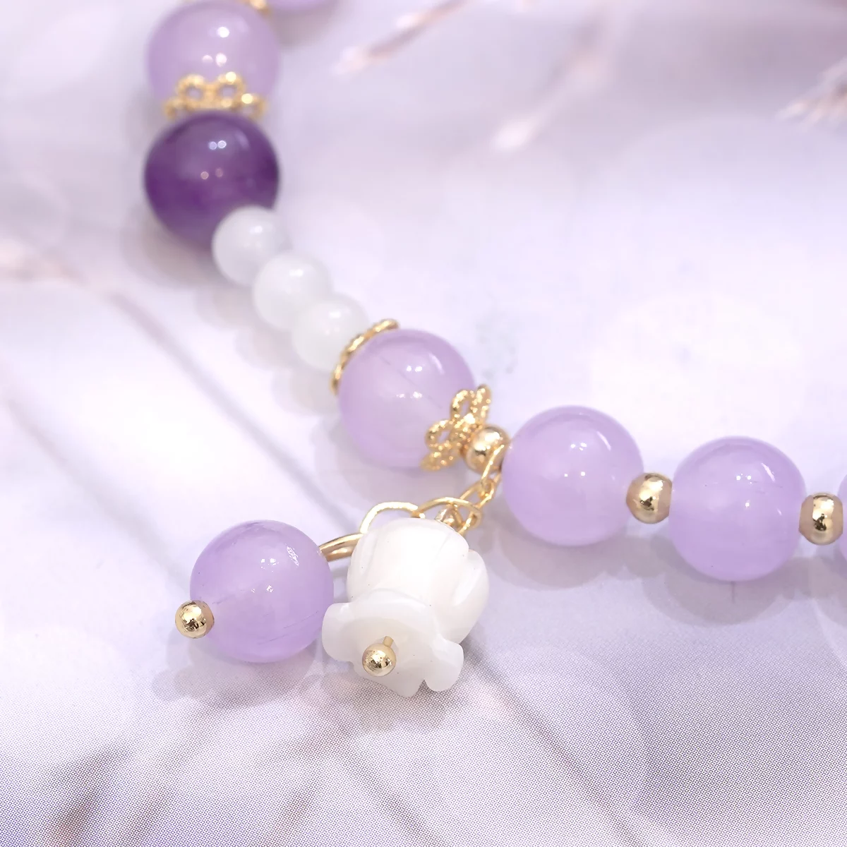 紫晶琉璃鬱金香×固定式串珠手鍊-第5張