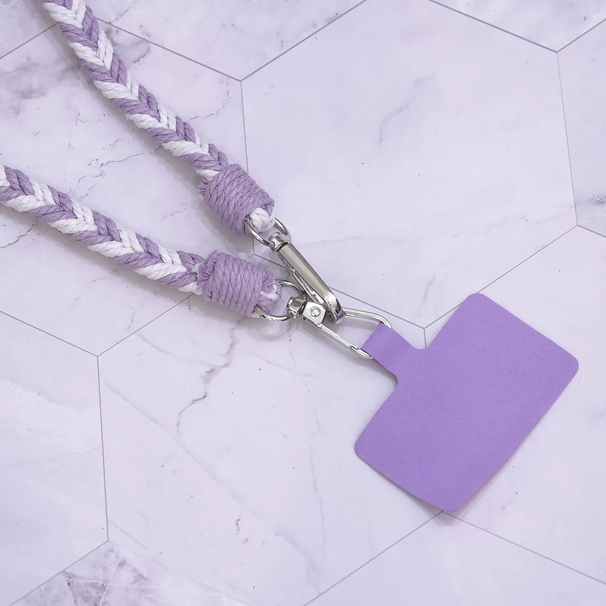 拼色麻花辮子×手機斜背雙勾掛繩×紫色-第2張