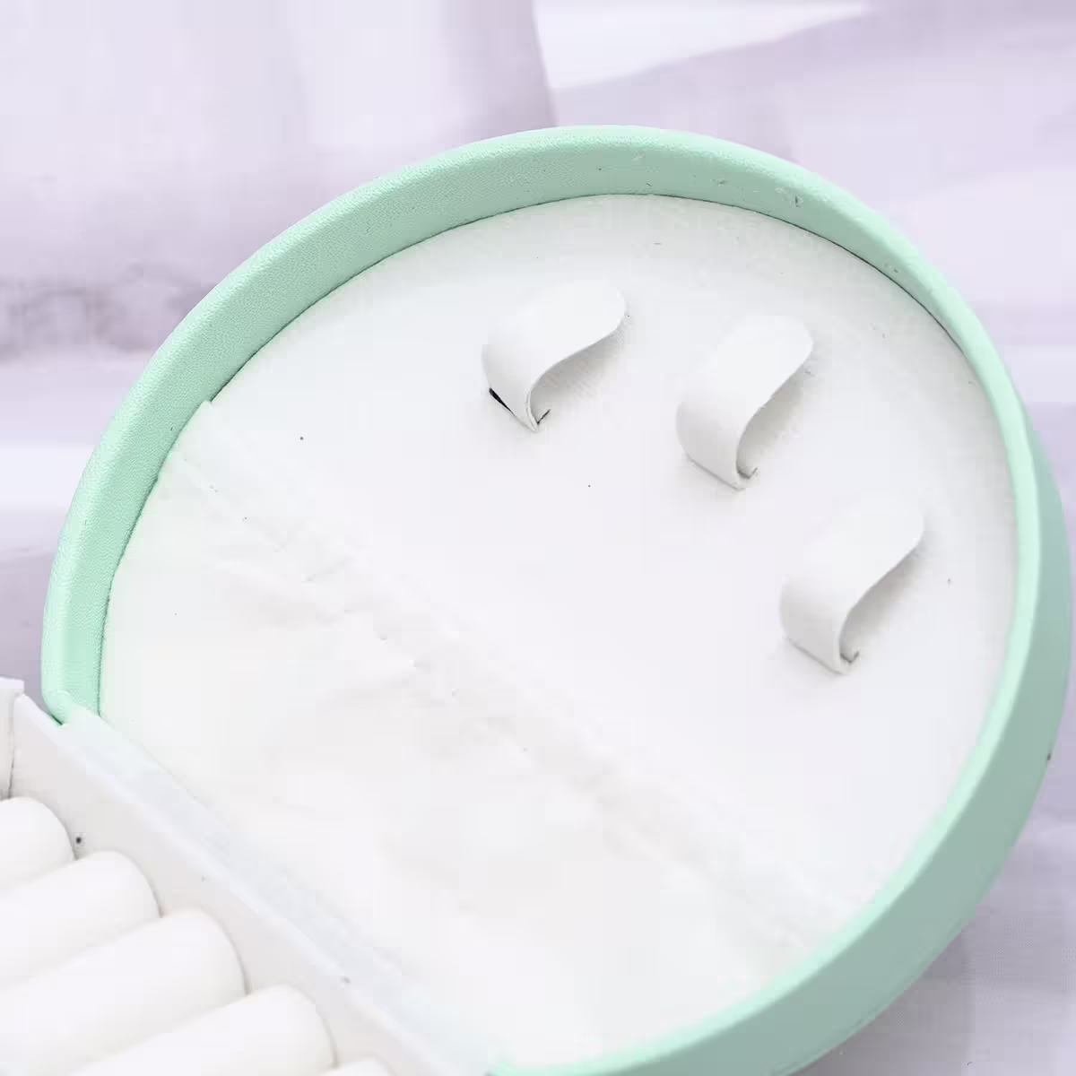 半月形皮革×小手提飾品盒×綠色-第3張