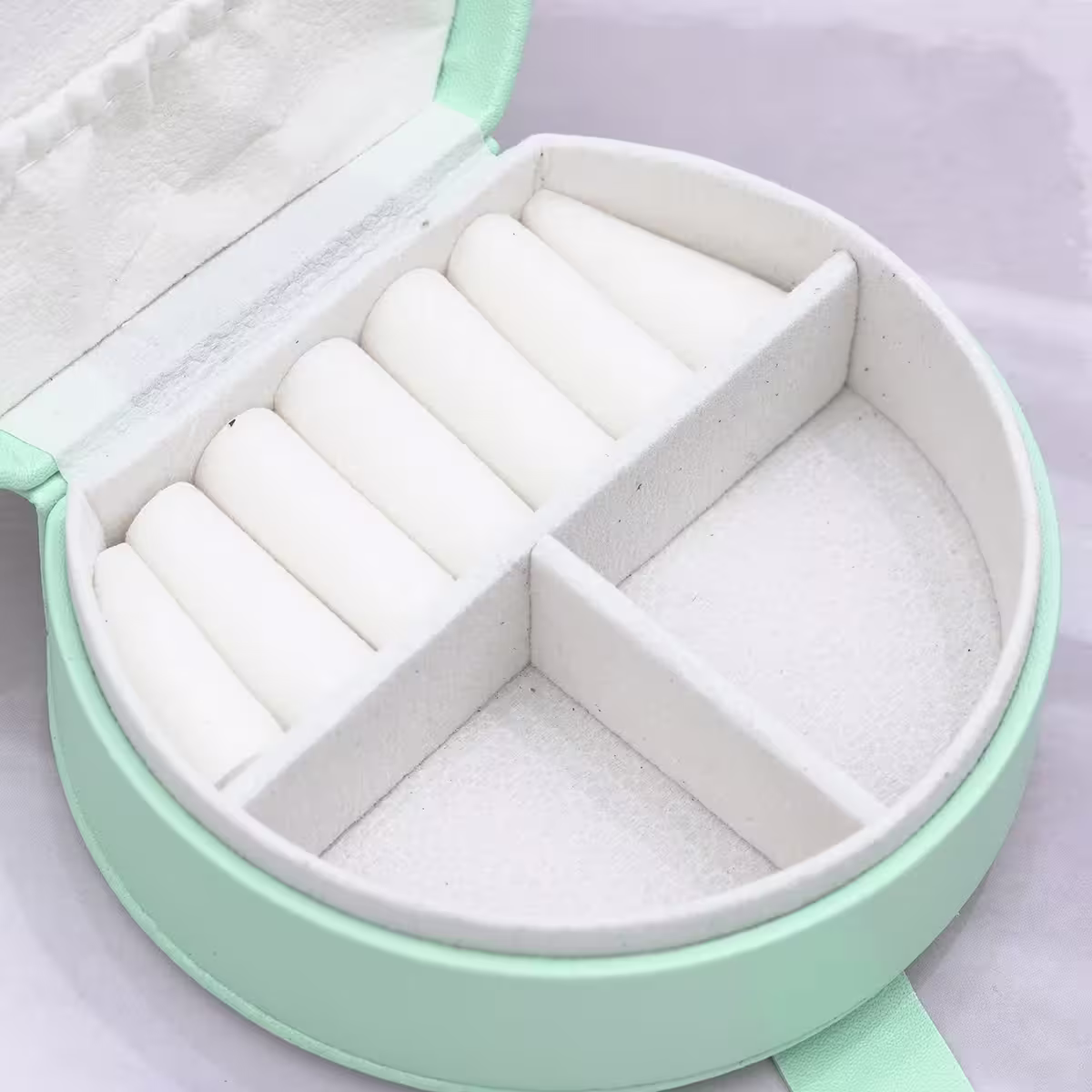 半月形皮革×小手提飾品盒×綠色-第4張