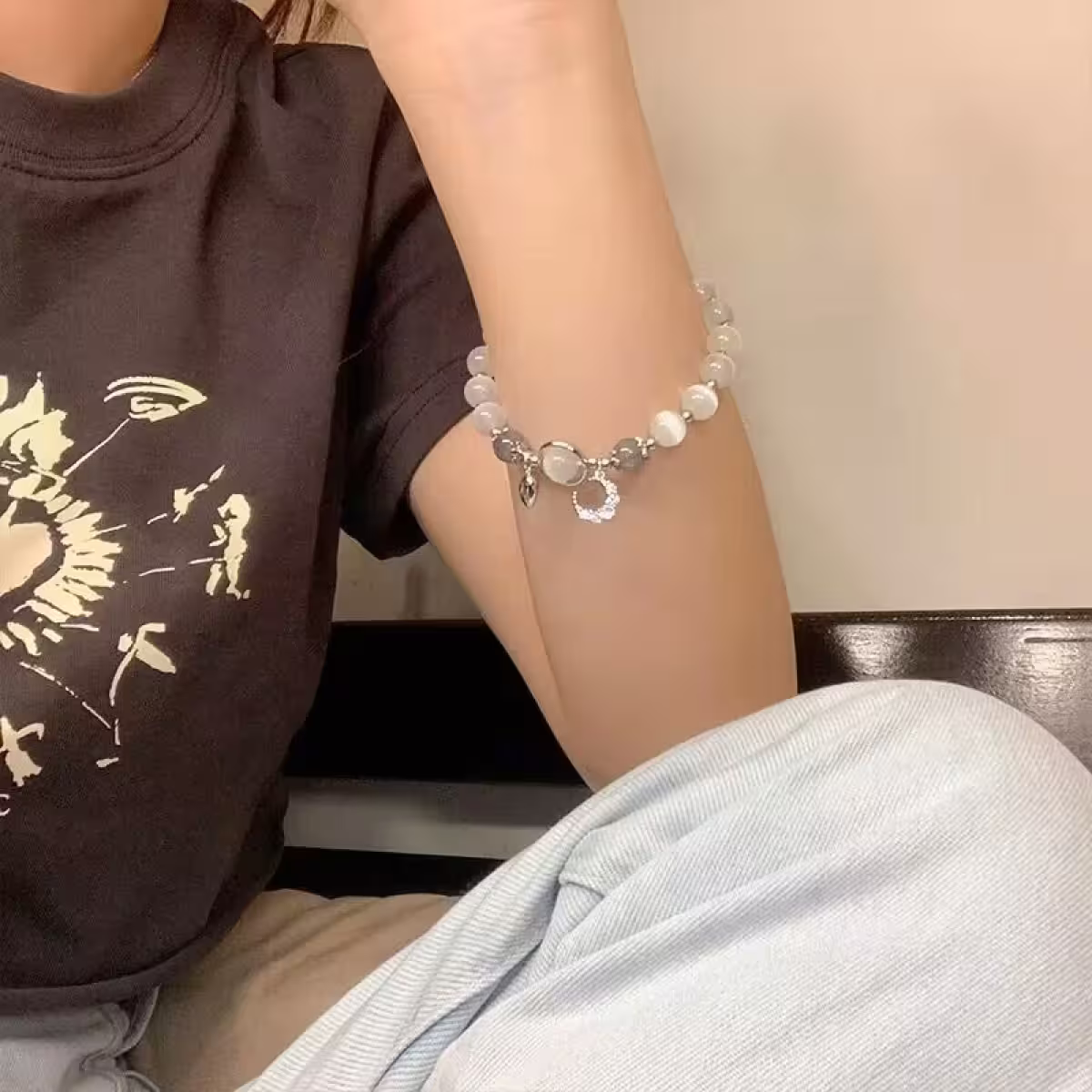 灰月光貓眼石×固定式串珠手鍊-第6張