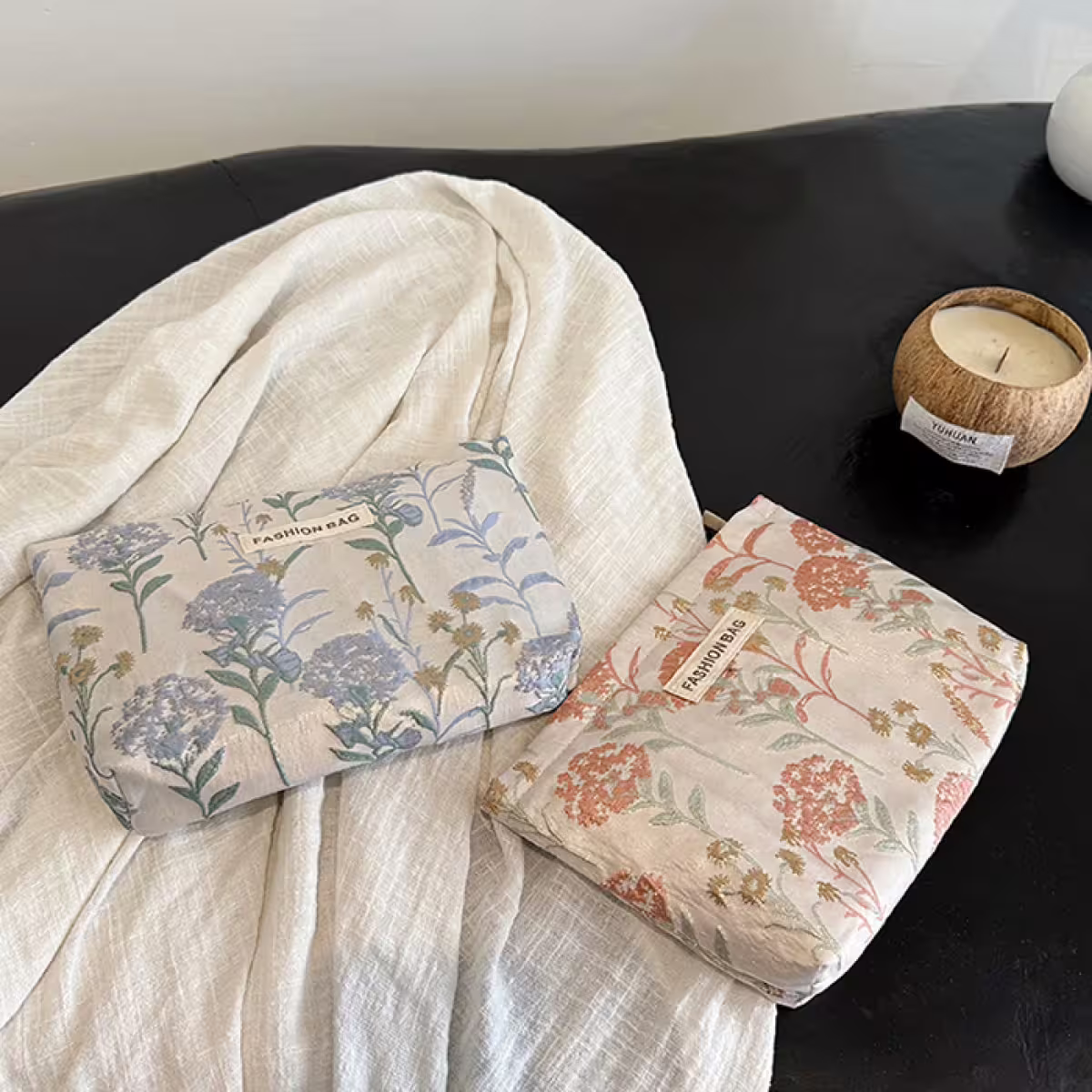 花朵刺繡奶油包×化妝包×粉紅-第5張
