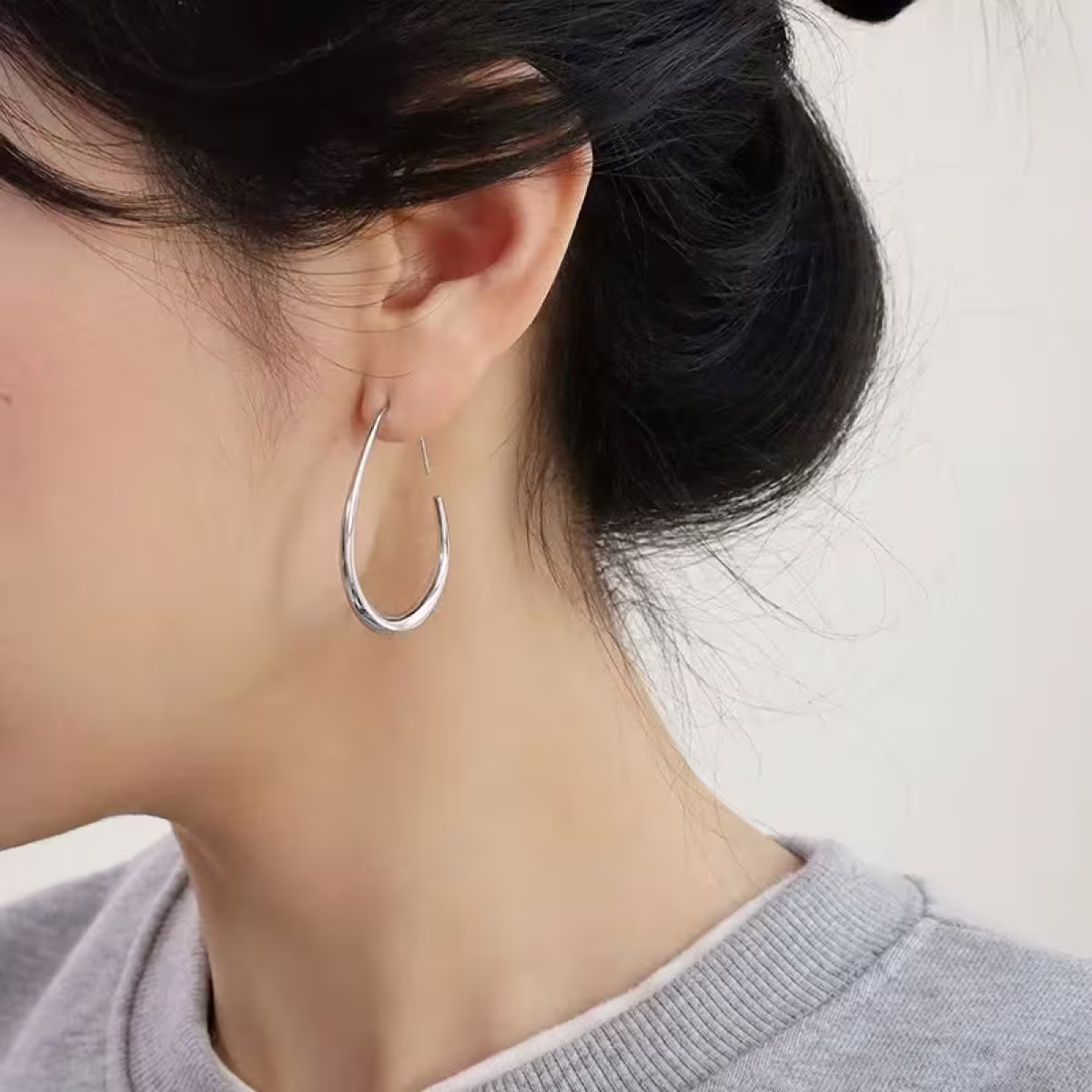 水滴線條彎勾勾×吊墜耳勾-第5張
