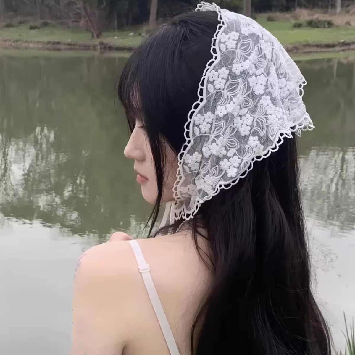 梅花印雪×純白蕾絲×三角頭巾-第5張