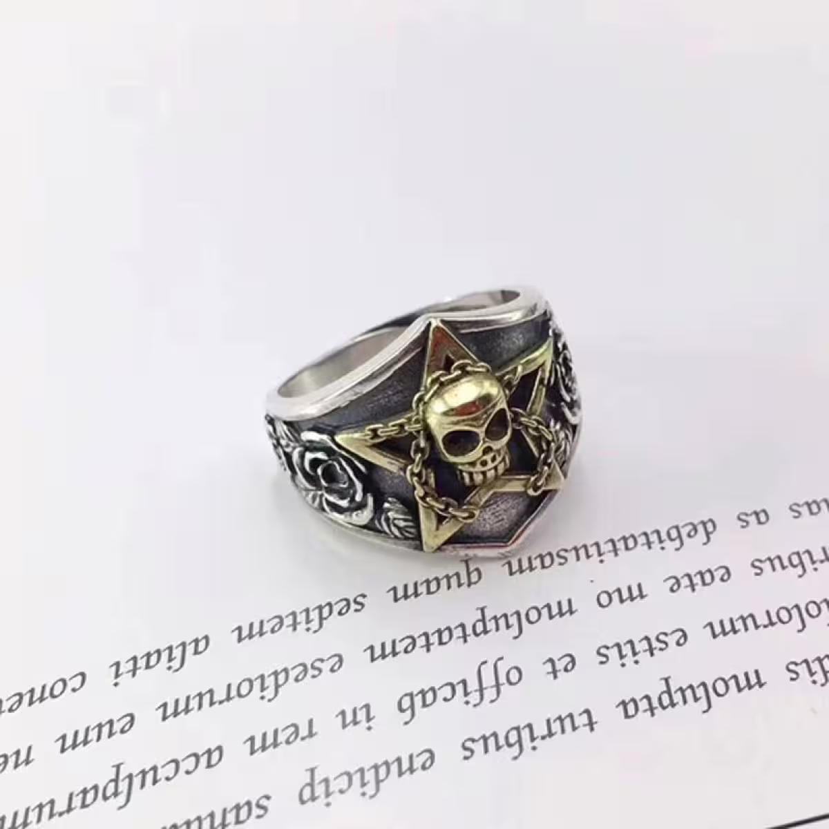 美式×復古×五角星骷髏×開口戒指-第1張