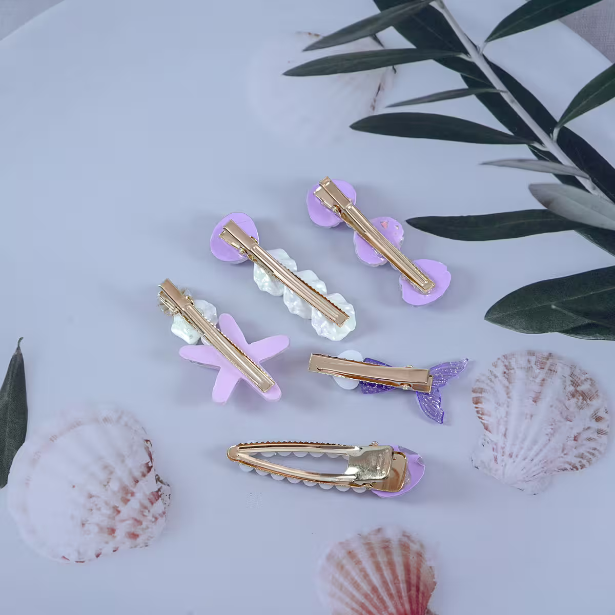 美人魚珍珠×五套件髮夾組×紫色-第3張