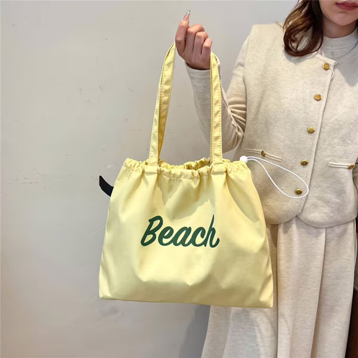 尼龍字母沙灘包×肩背包×黃色-第3張