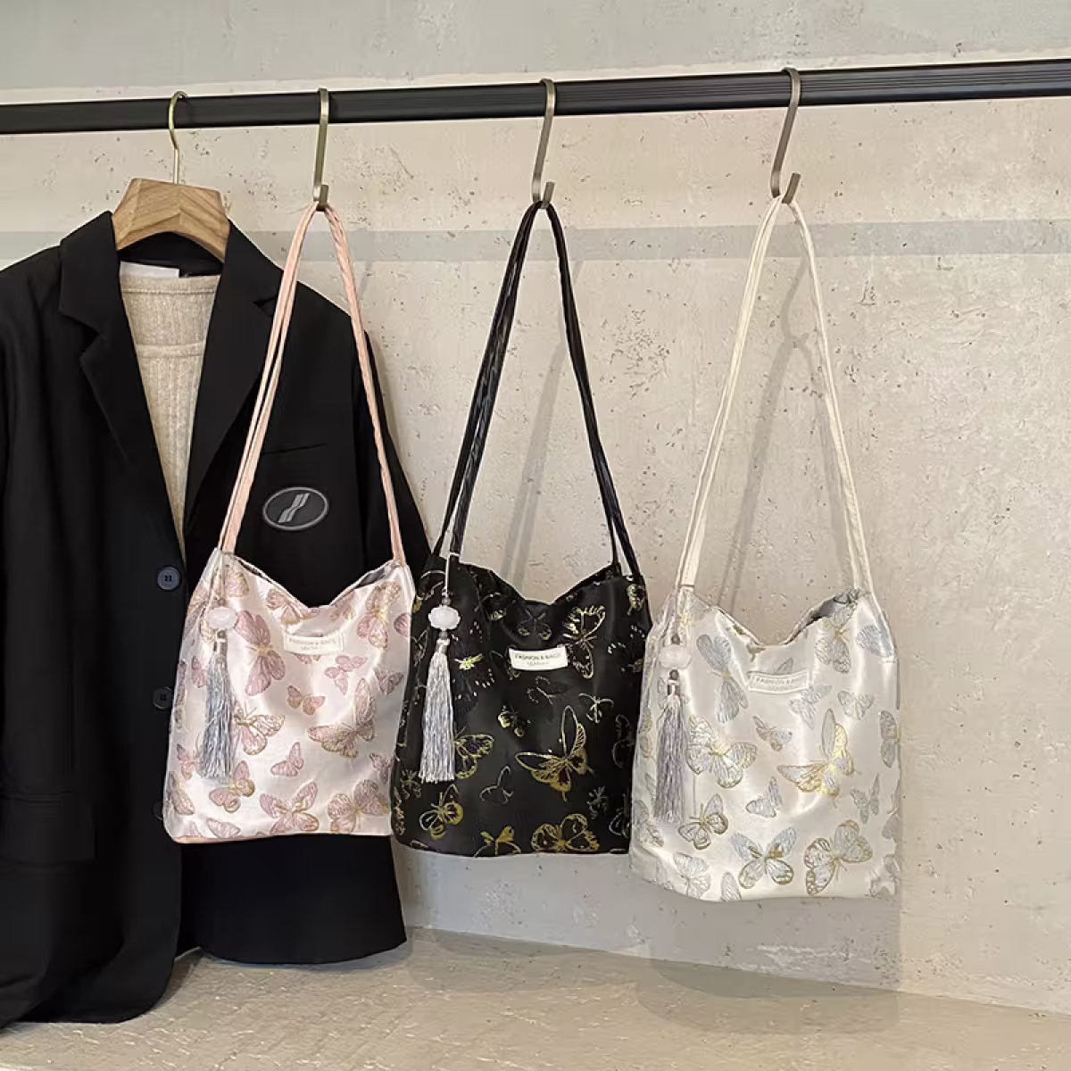 東方蝴蝶刺繡×肩背包×粉紅-第6張