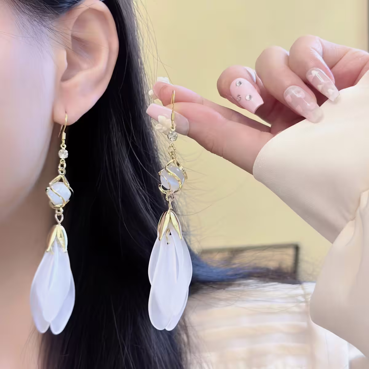 琉璃珠流蘇花瓣裙×螺旋耳夾-第6張