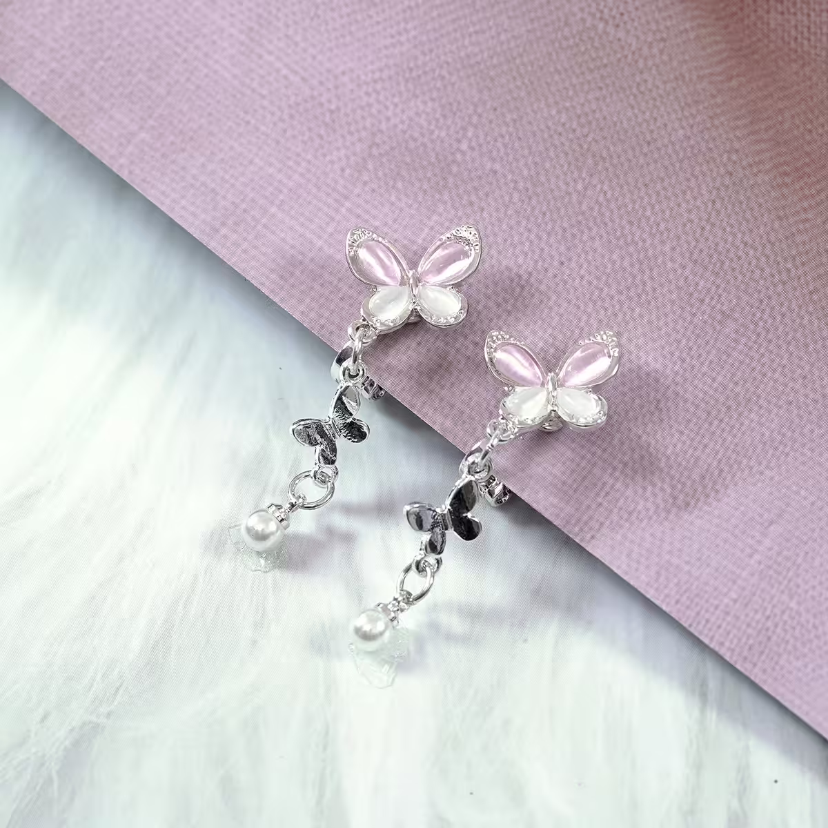 靈動粉蝶×三角耳夾-第1張