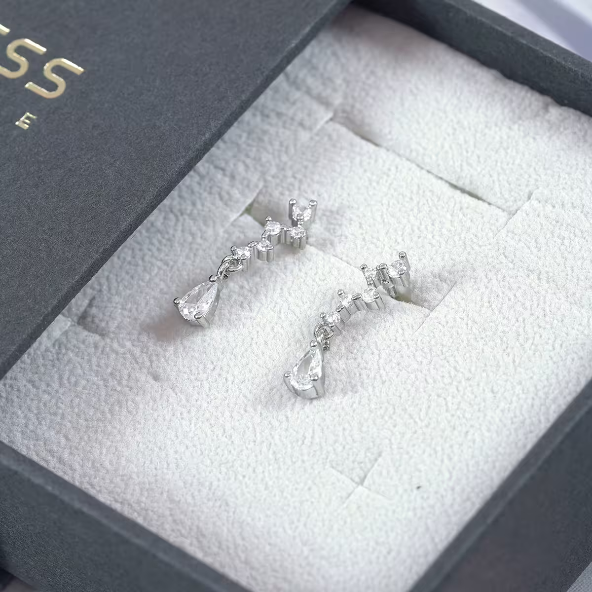 法式小水滴晶鑽×吊墜耳環-第2張