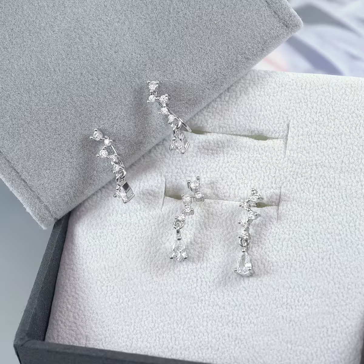 法式小水滴晶鑽×吊墜耳環-第4張