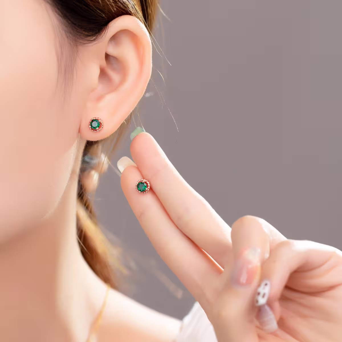 小綠晶玫瑰金×耳環-第5張