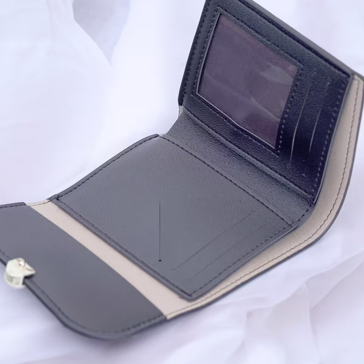 小鹿珍珠鱷魚紋皮革×三折短皮夾×粉紅-第4張