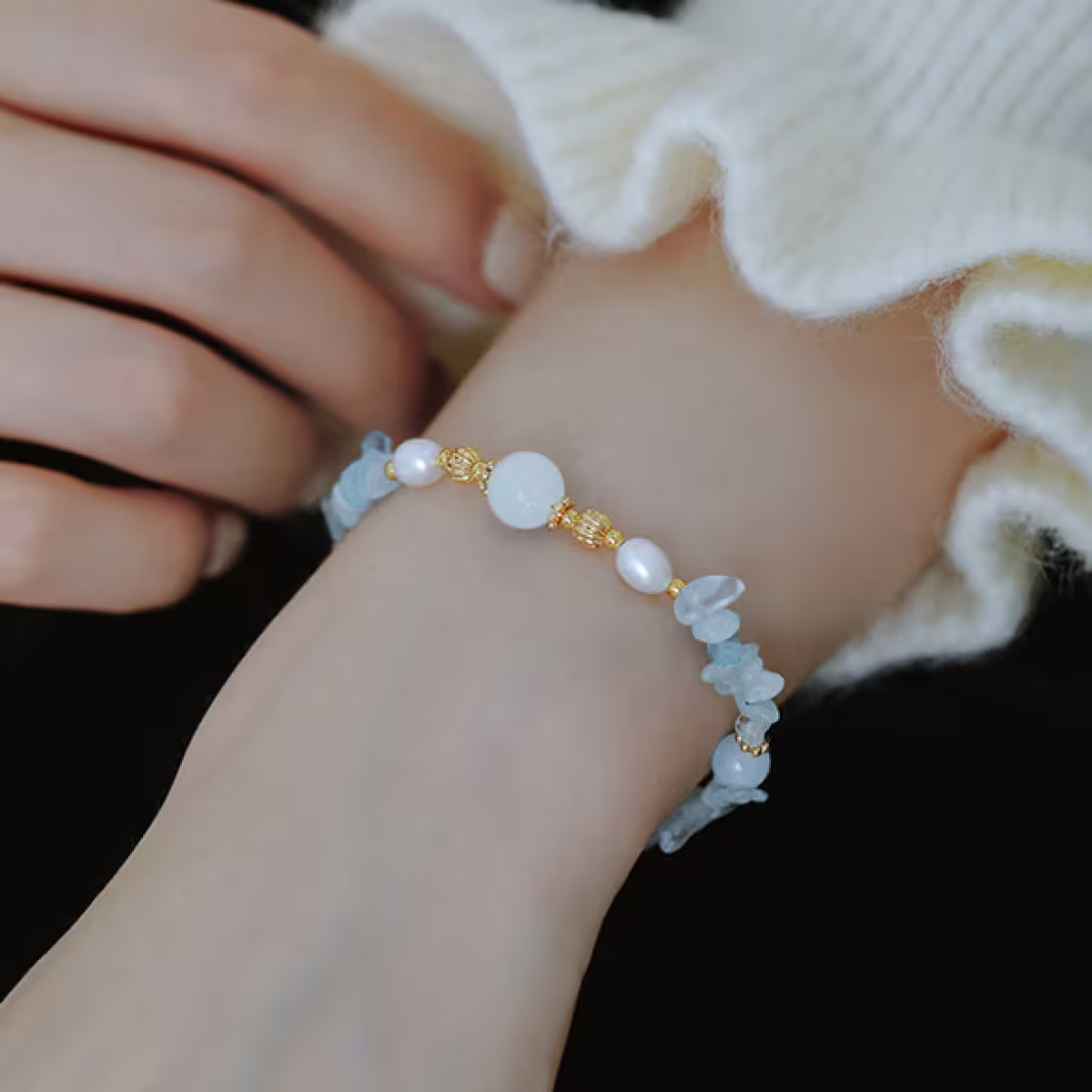 清新海藍寶珍珠×手鍊-第6張