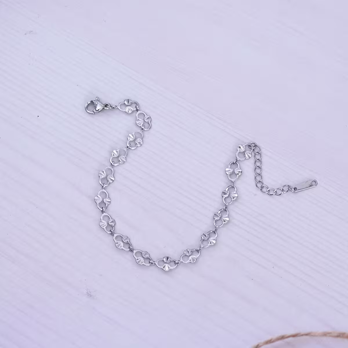 316鋼飾×香吻壓花紋 ×手鍊×銀色-第3張