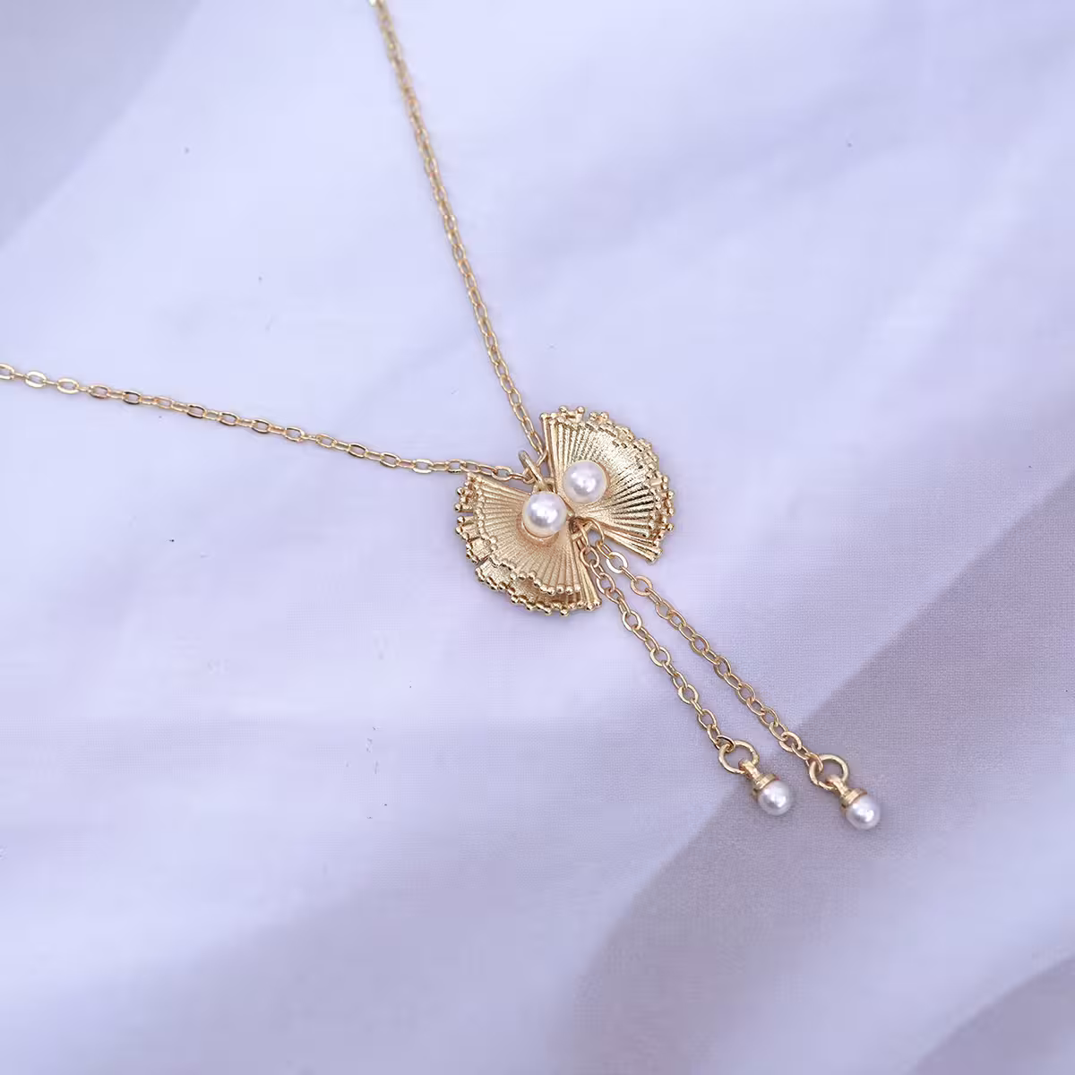 扇貝珍珠流蘇×鎖骨項鍊-第3張