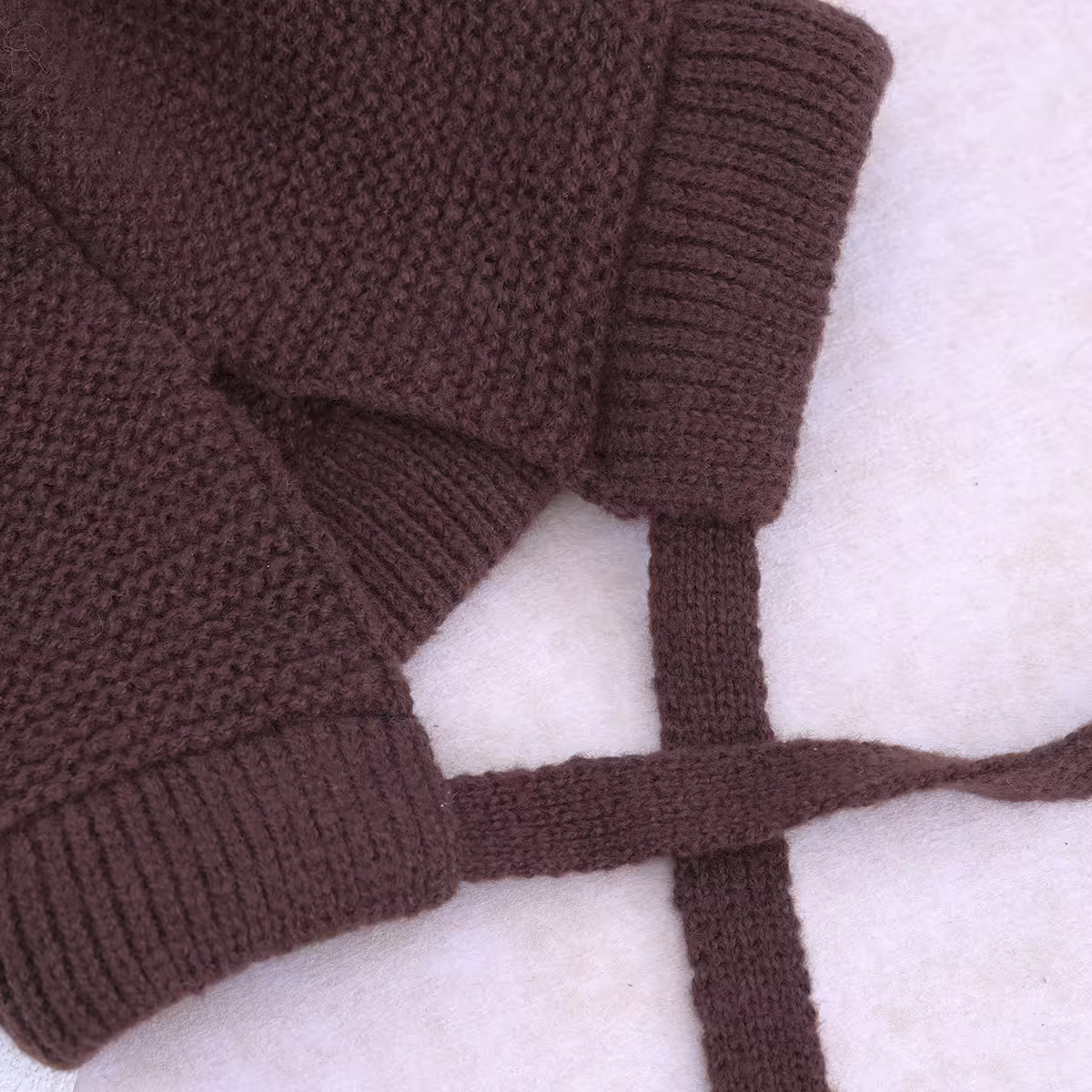 素色毛線綁帶×毛帽×棕咖-第4張