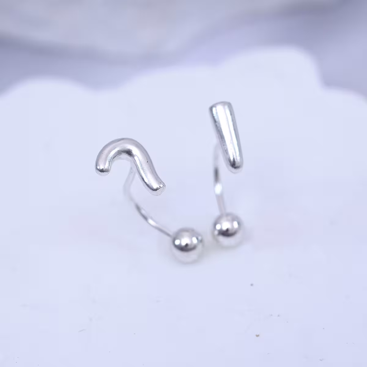 925耳針×問號驚嘆號×轉珠耳環-第1張