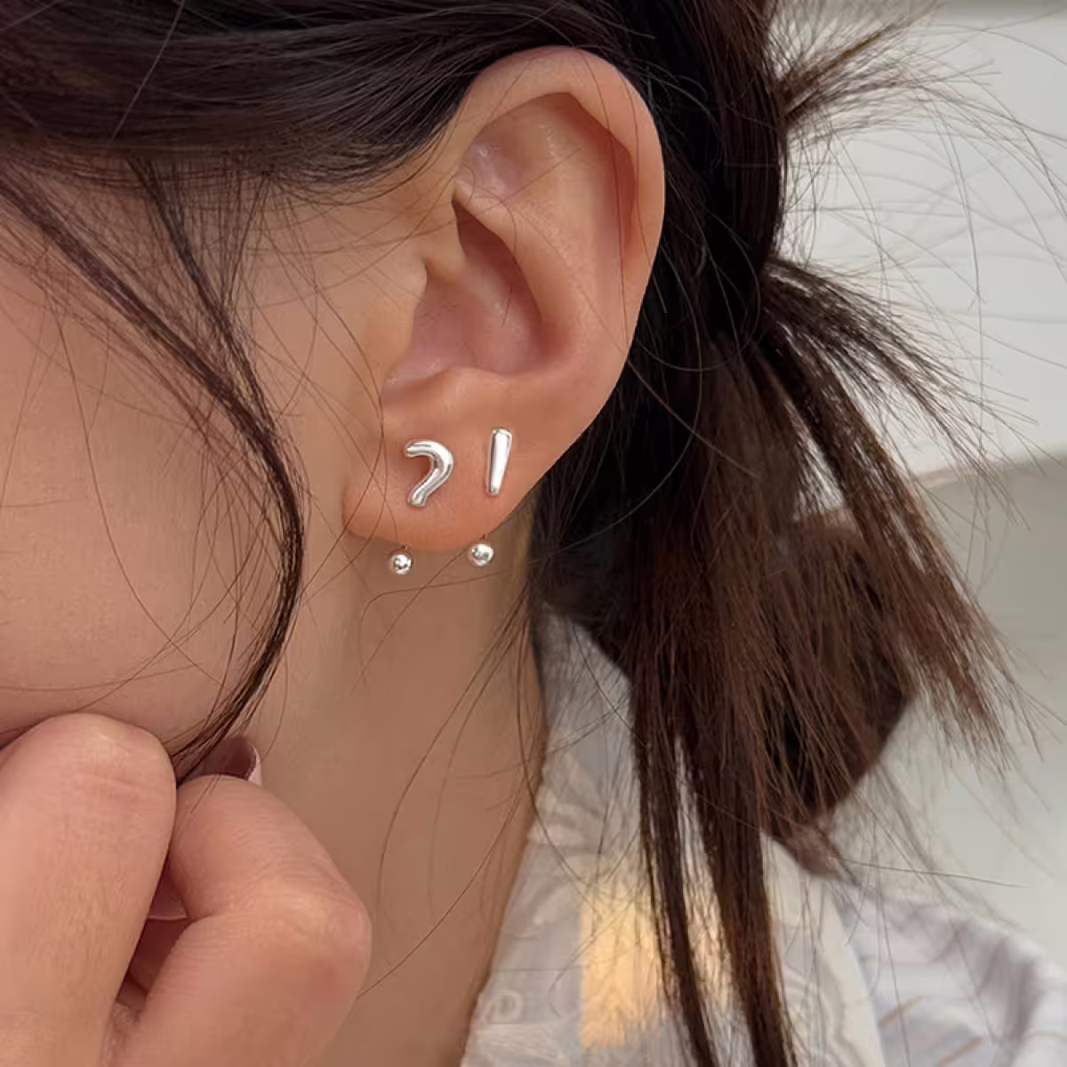 925耳針×問號驚嘆號×轉珠耳環-第5張