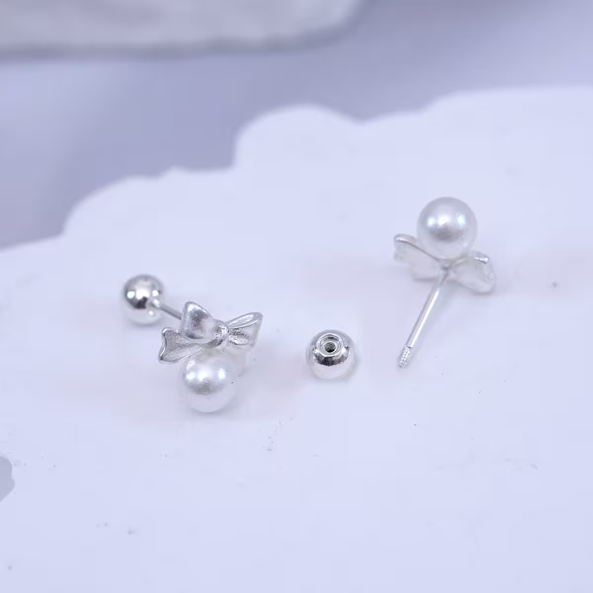 925銀針×蝴蝶結珍珠×轉珠耳環-第3張